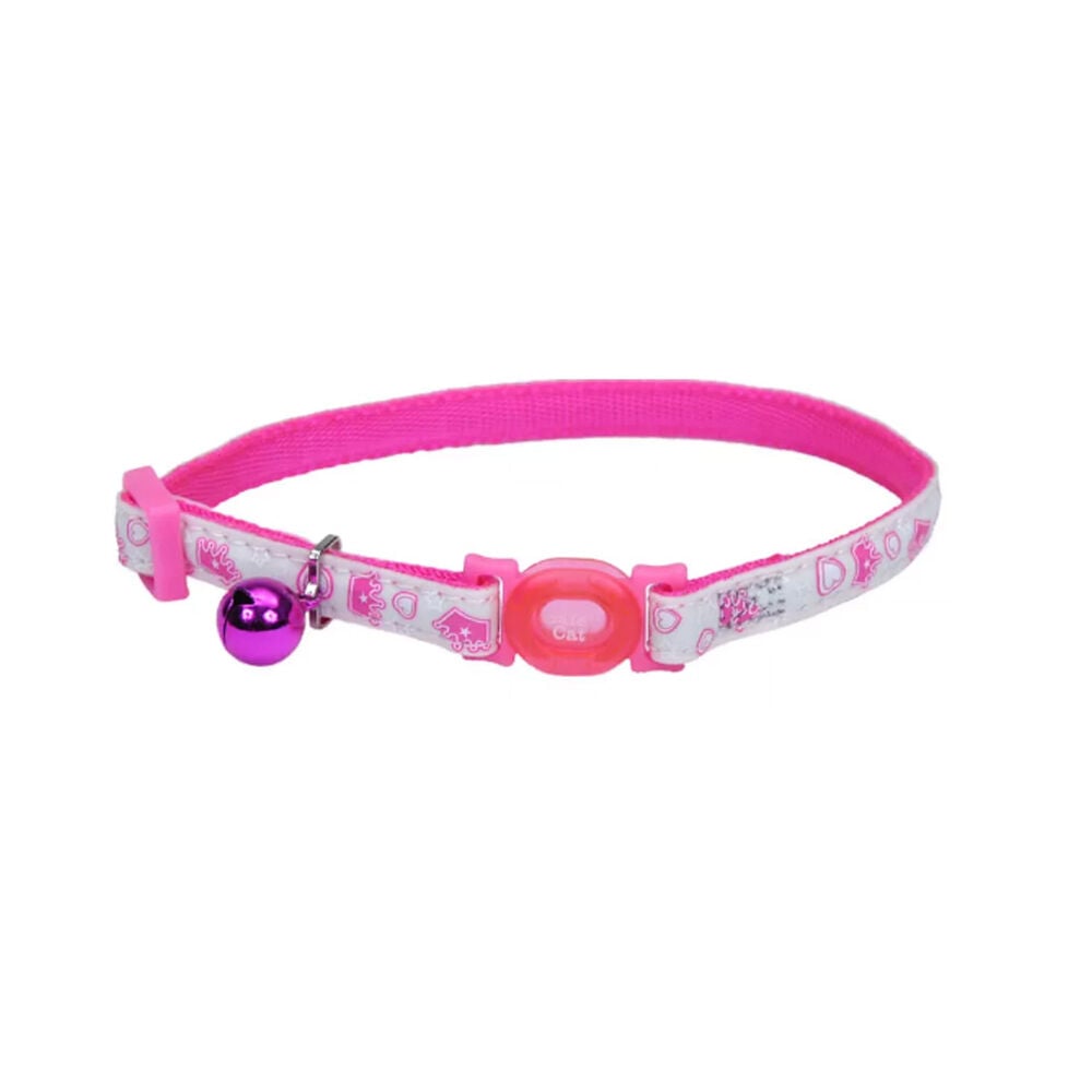 image of Safe Cat Glow in the Dark Adjustable Breakaway Collar - Glowing Pink Queen, S