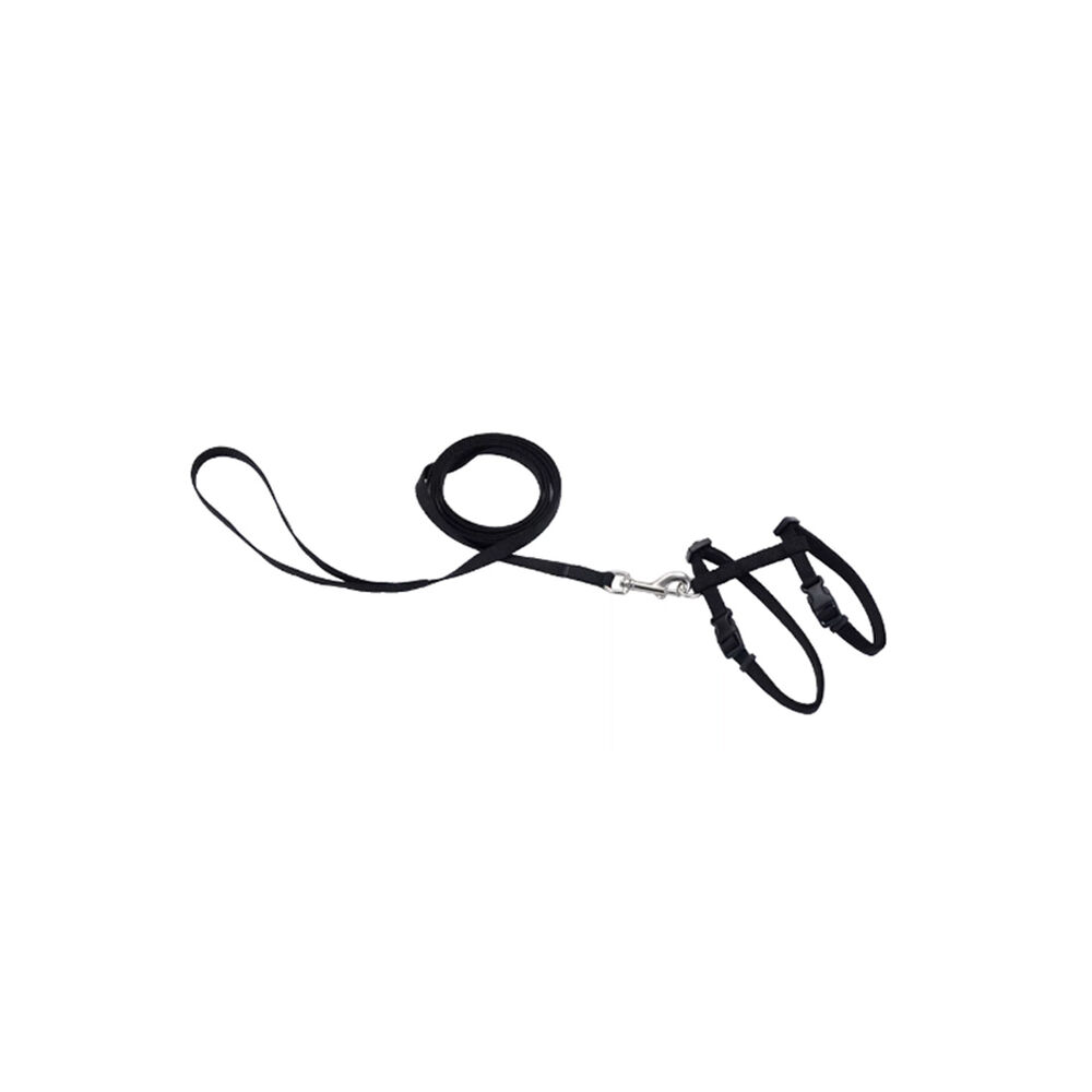 image of Figure "H" Adjustable Cat Harness with 6 in. Leash - Black, S