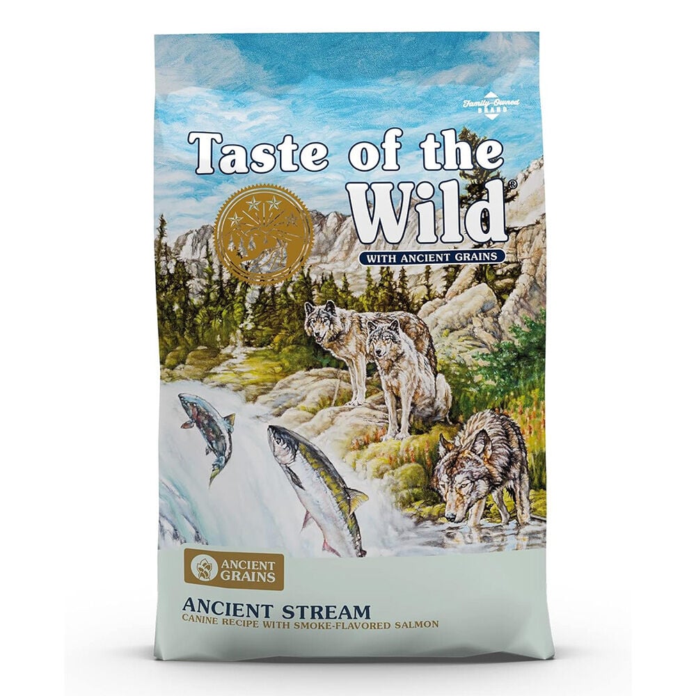 image of Taste of the Wild Dry Dog Food- Ancient Stream, Smoke-Flavored Salmon and Ancient Grains, 28 lb