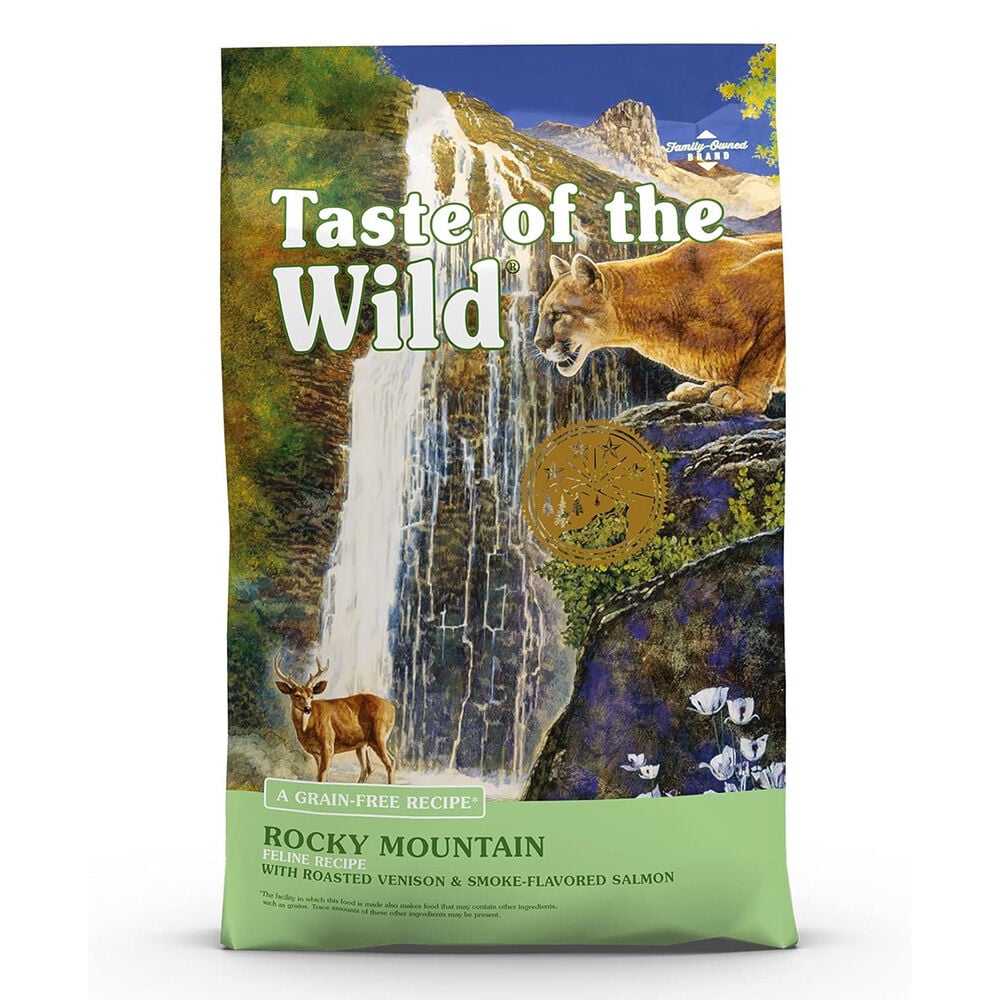 image of Taste of the Wild Dry Cat Food- Rocky Mountain, Grain-Free,  Roasted Venison and Smoke-Flavored Salmon, 5 lb
