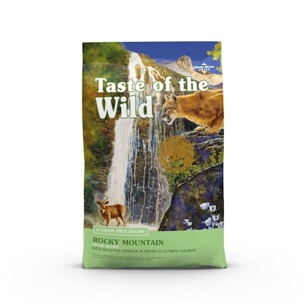 image of Taste of the Wild Dry Cat Food- Rocky Mountain, Grain-Free,  Roasted Venison and Smoke-Flavored Salmon, 14 lb