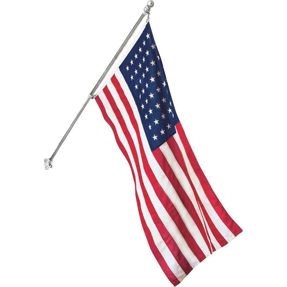 image of 6 ft Steel Pole and Bracket with 3 ft x 5 ft Nylon US American Flag