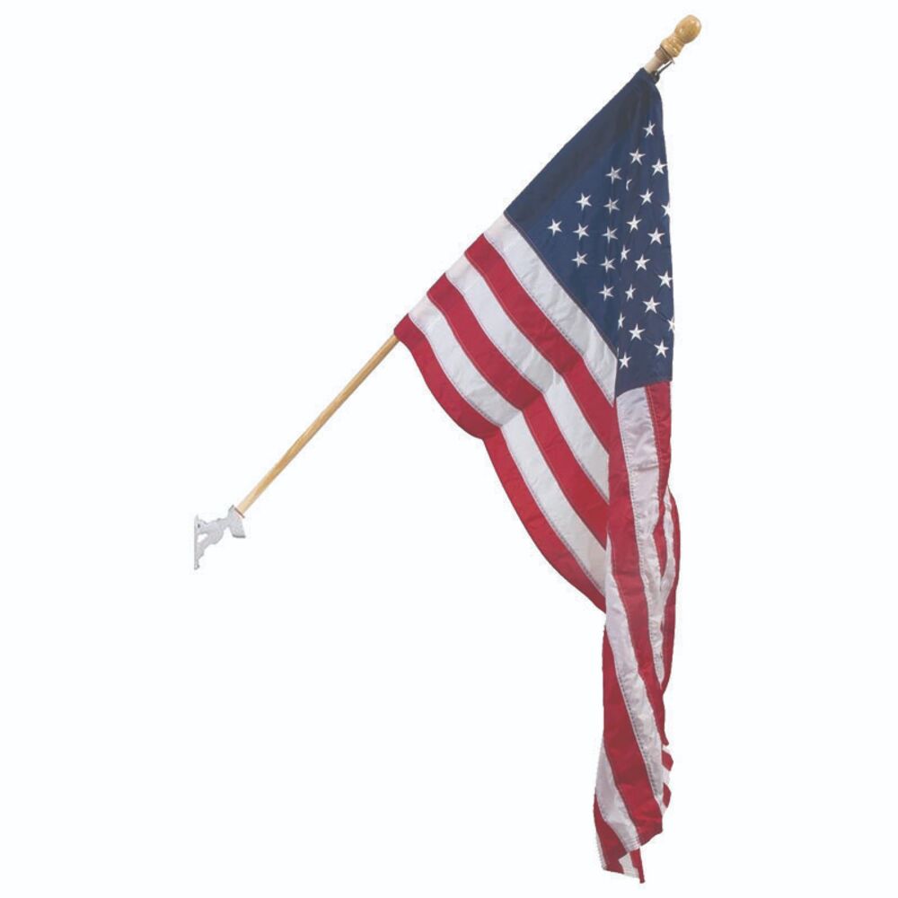 image of American Flag, Kit, 2 1/2 ft x 4 ft, 5 ft Wood Pole