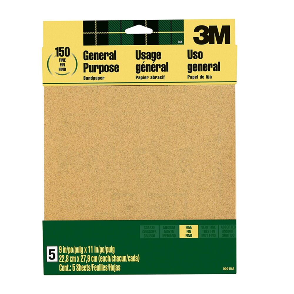 image of Sandpaper Aluminum Oxide, Fine, 9-Inch by 11-Inch