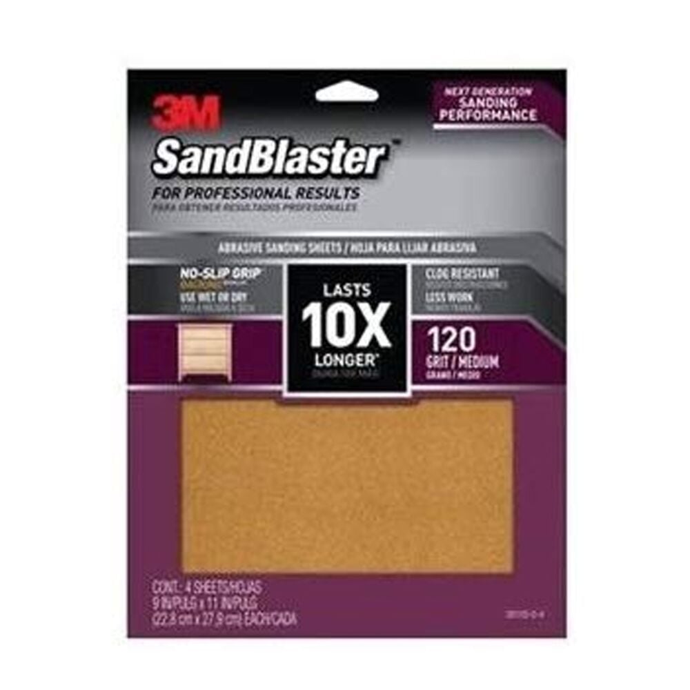 image of 120 Grit Sandpaper with No-Slip Grip, 11-Inch x 9-Inch