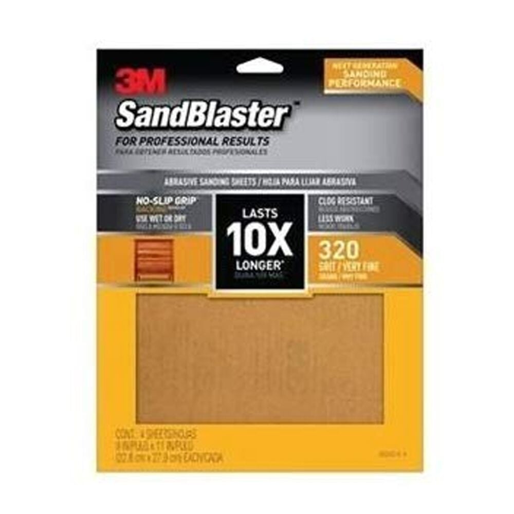 image of 320 Grit Sandpaper with No-Slip Grip, 11-Inch x 9-Inch