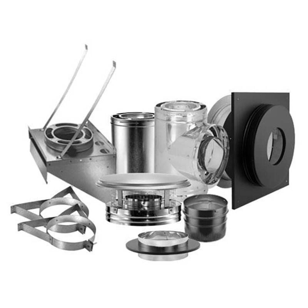 image of 6-in x 17-in Triple-Wall Chimney Pipe Out Through the Wall Basic Install Kit