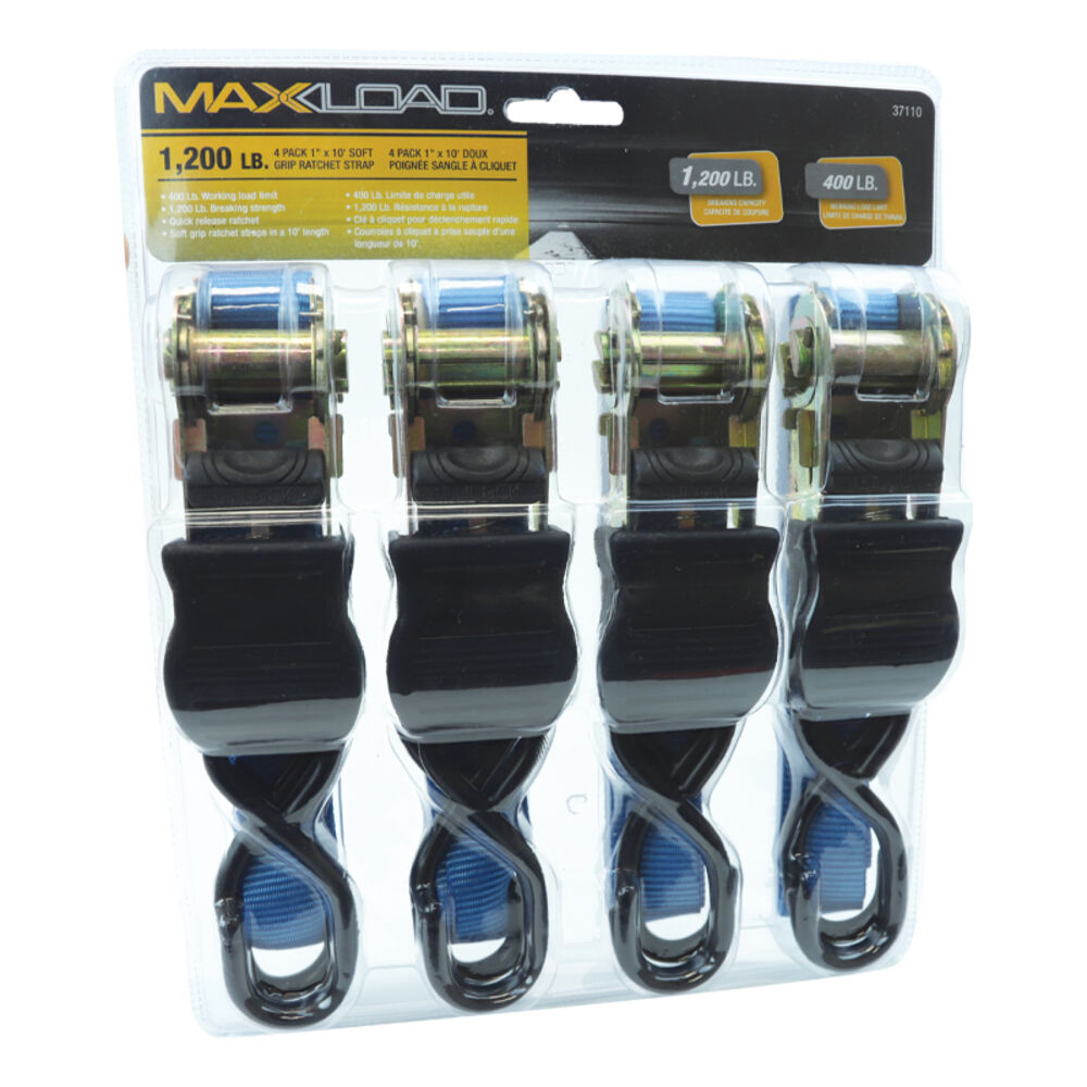 image of Ratchet Tie Down Straps, 10 ft, 4 count