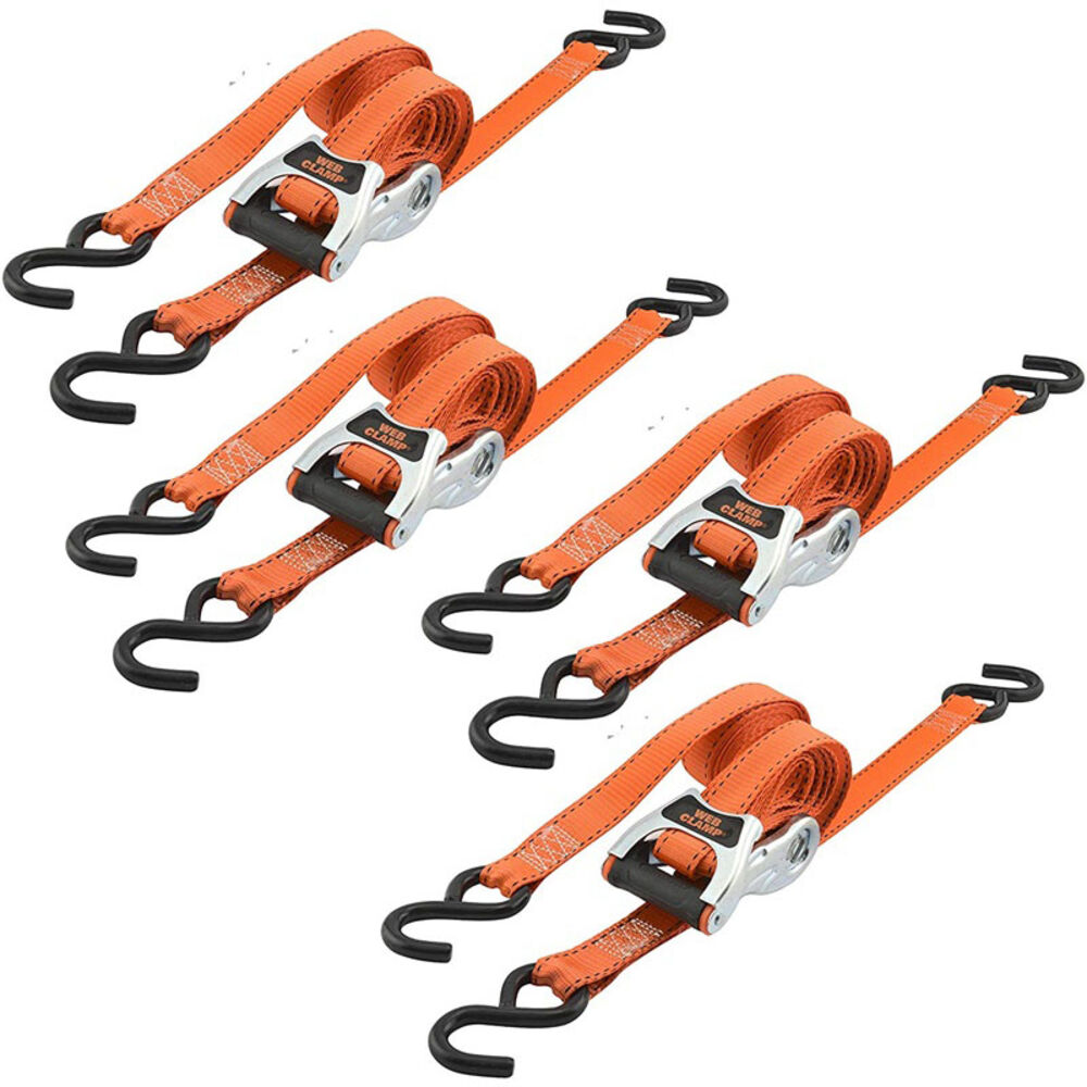 image of Tie-Down with Web Clamp, 1-in X 10-ft, 4-Pack, 1,500 LB. Break Strength