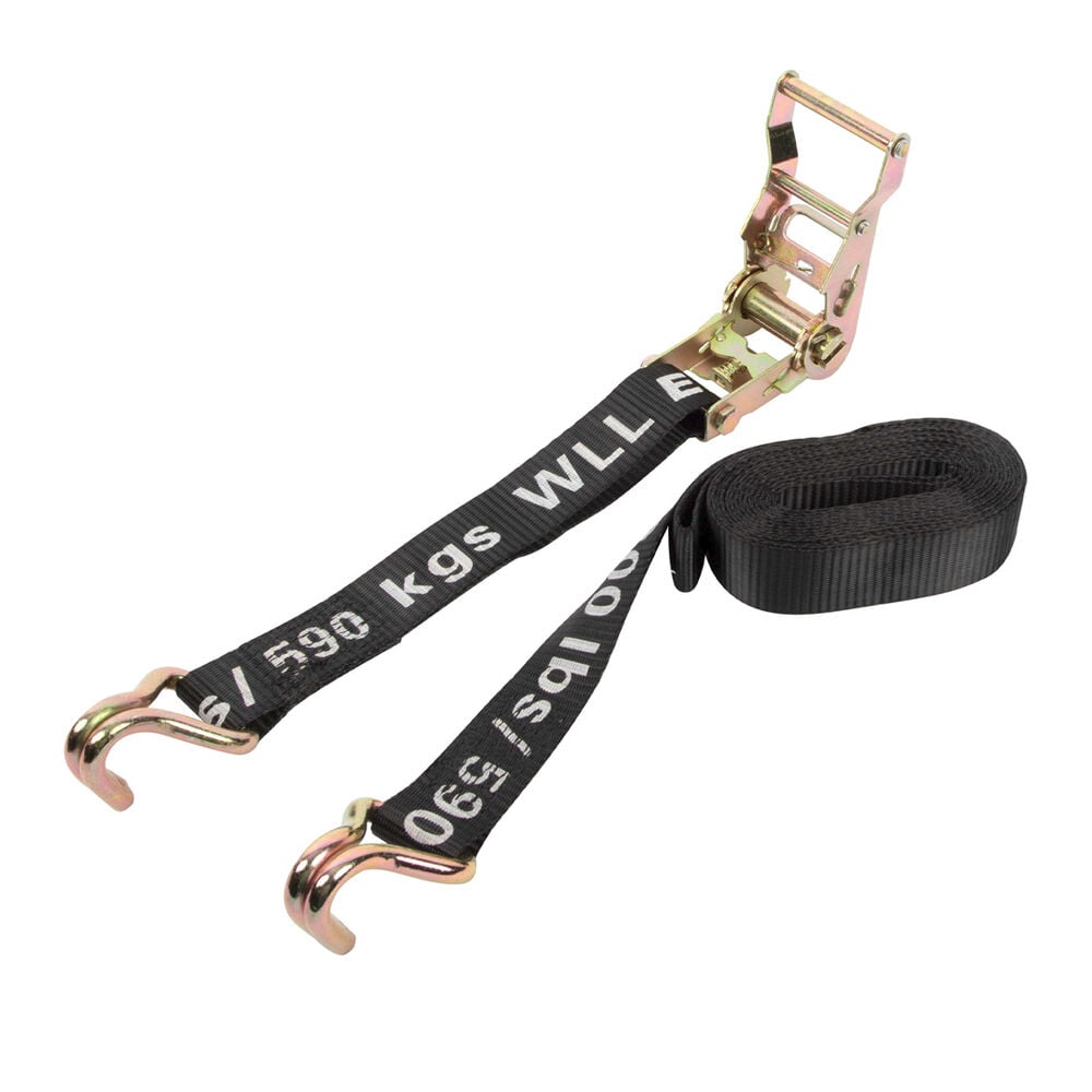 image of 1-1/2-in X 15-ft Ratchet Strap With Double J-Hooks, 4,000 LB. Break Strength
