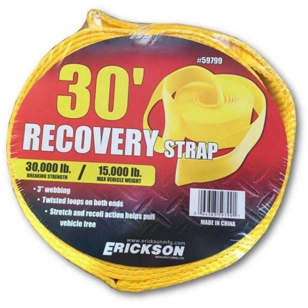 image of Recovery Straps With Twisted Loops, 3-in X 30-ft, 30,000 lb Break Strength