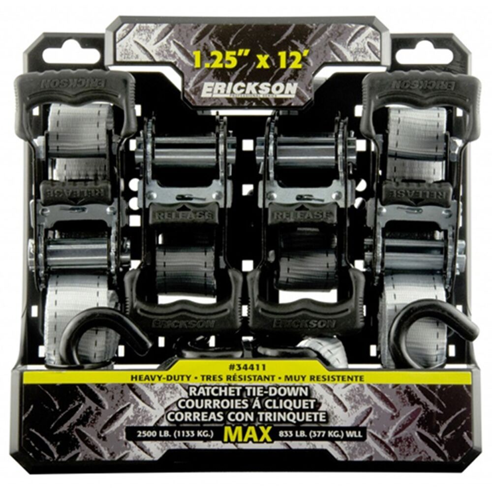 image of Tie-Down Ratchet, 1-1/4-in X 12 ft, 4-Pack, 2,500-lb Break Strength