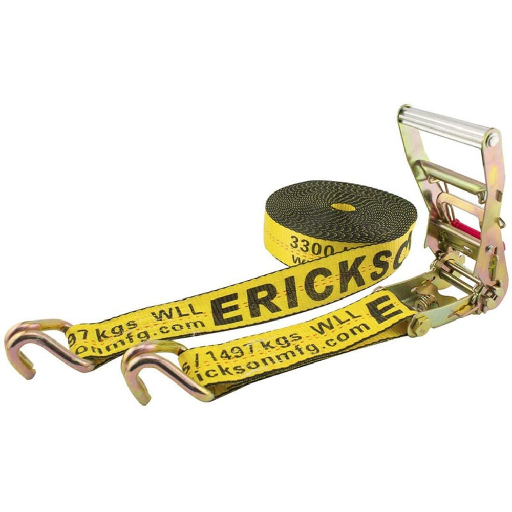 image of Ratchet Straps With Double J-Hooks, 2-in X 40-ft, 10,000-lbBreak Strength
