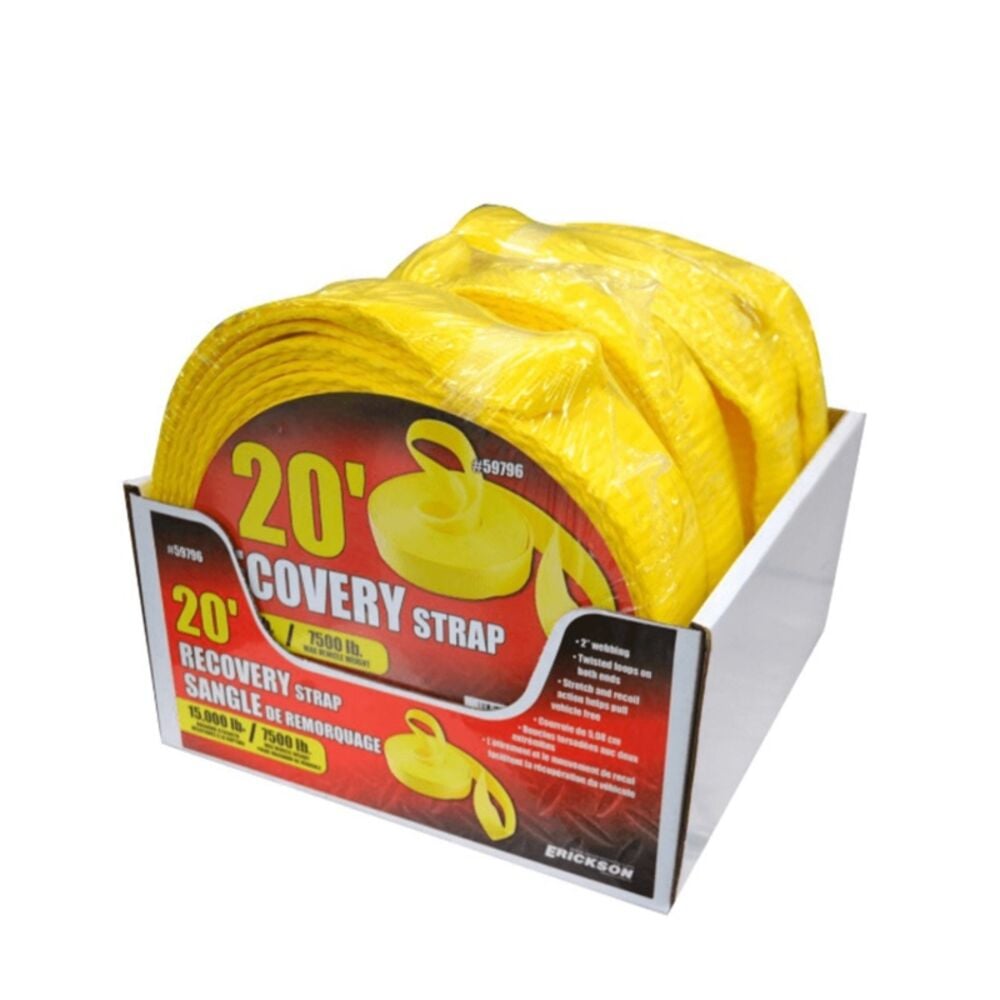 image of Recovery Straps With Twisted Loops, 2-in X 20-ft, 15,000-lb Break Strength