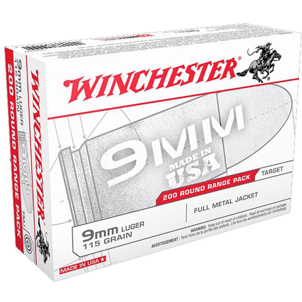 image of Range Pack 9MM Luger 115 Grain Handgun Ammunition, 200 rounds