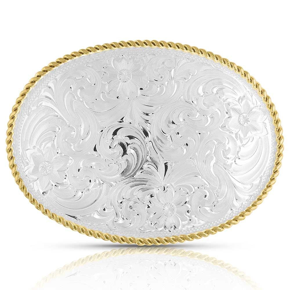 image of Small Two-Tone Engraved Western Buckle