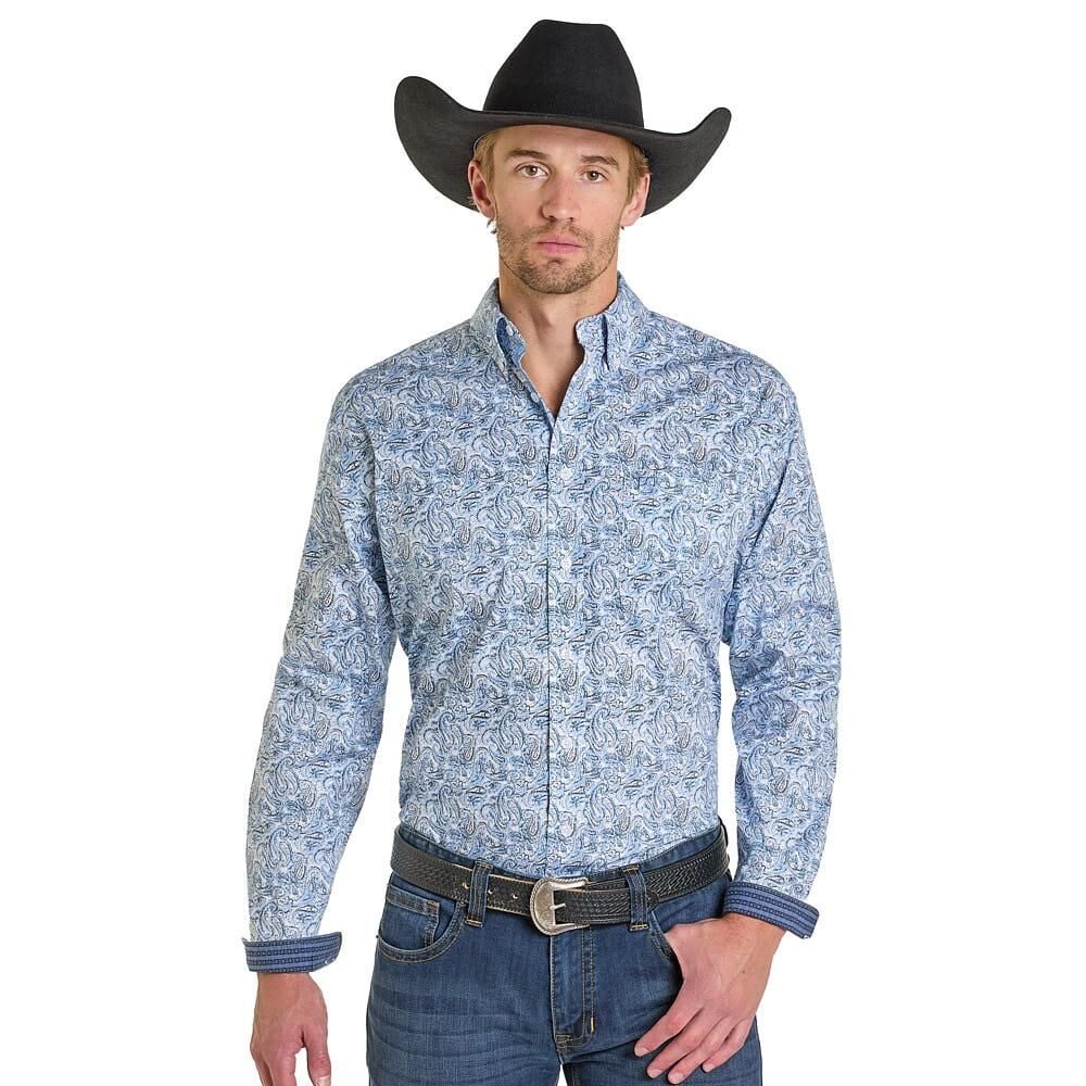 image of Men's Button Down Long Sleeve Shirt, Blue