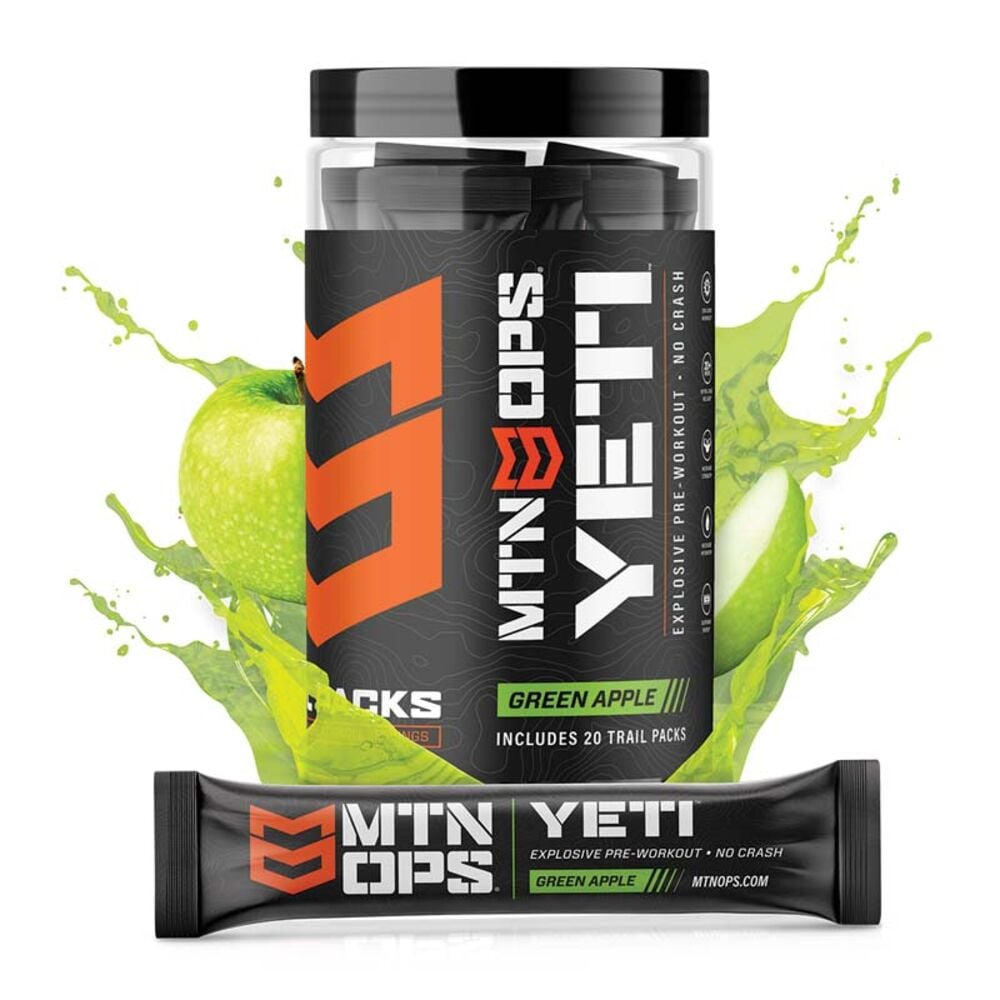 image of YETI Pre-Workout Powder Energy Drink, 20 ct, Green Apple