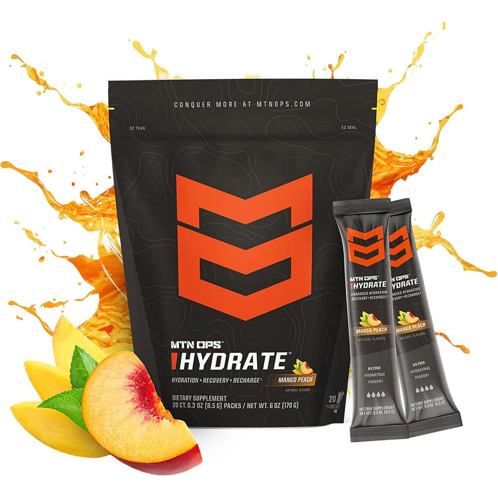 image of HYDRATE Electrolyte Drink Mix, 20 pk, Mango Peach