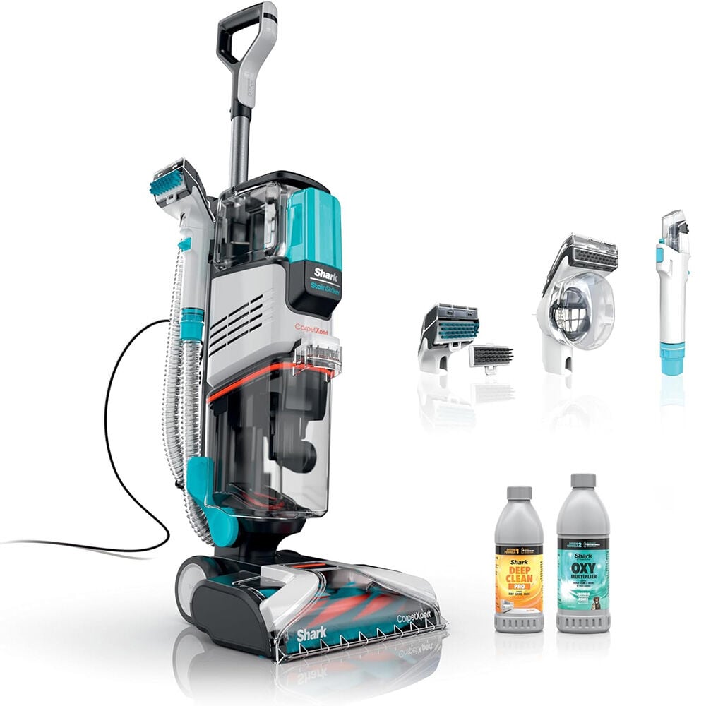 image of CarpetXpert with StainStriker Upright Cleaner with 3 Cleaning Tools and Cleaning Solutions