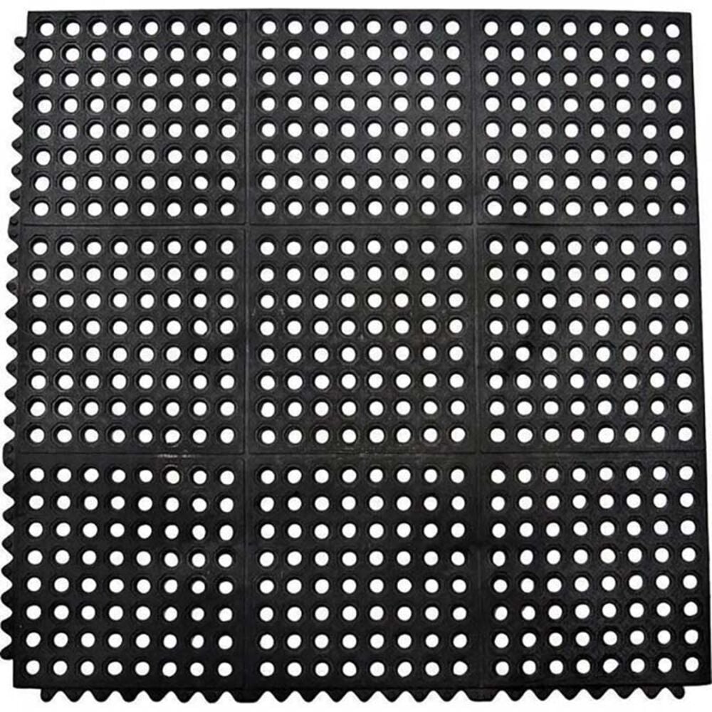 image of Black Rubber Nonslip Anti Fatigue Mat, 3-ft x 3-ft