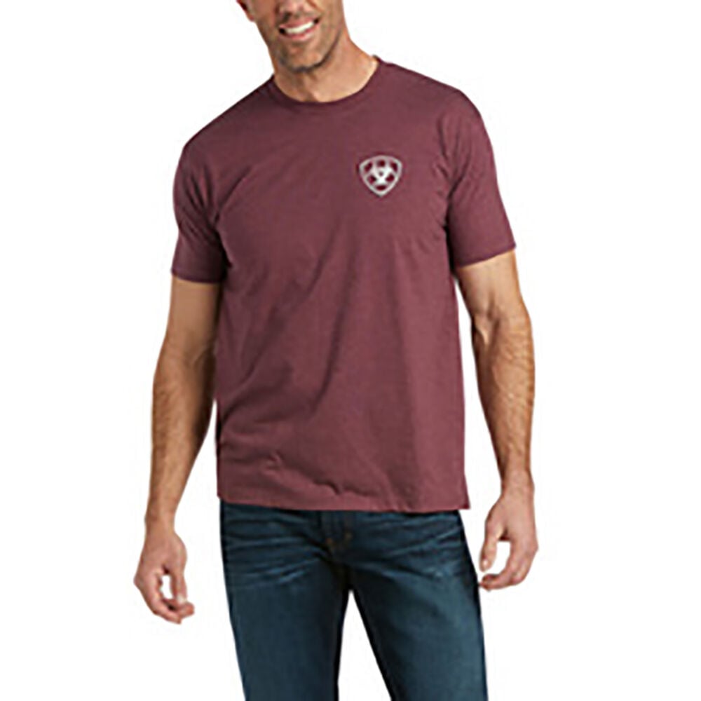 image of Men's Burgundy White Logo Short Sleeve Tee