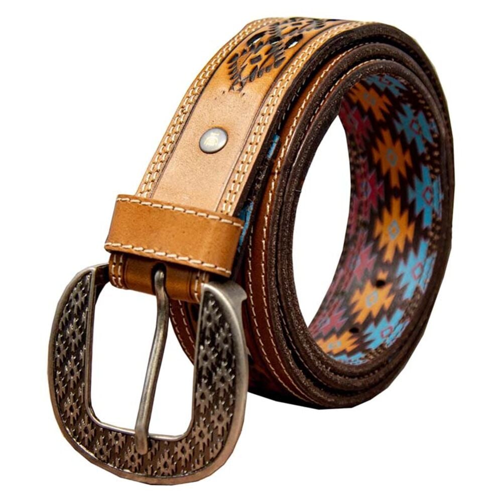 image of Men's Tooled Underlay Belt