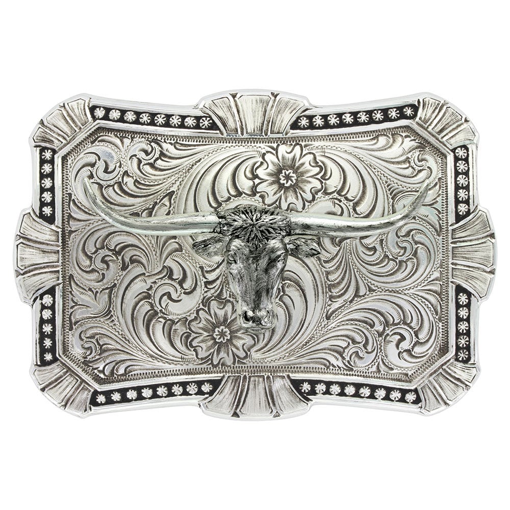 image of Antiqued Trailblazer Buckle with Longhorn