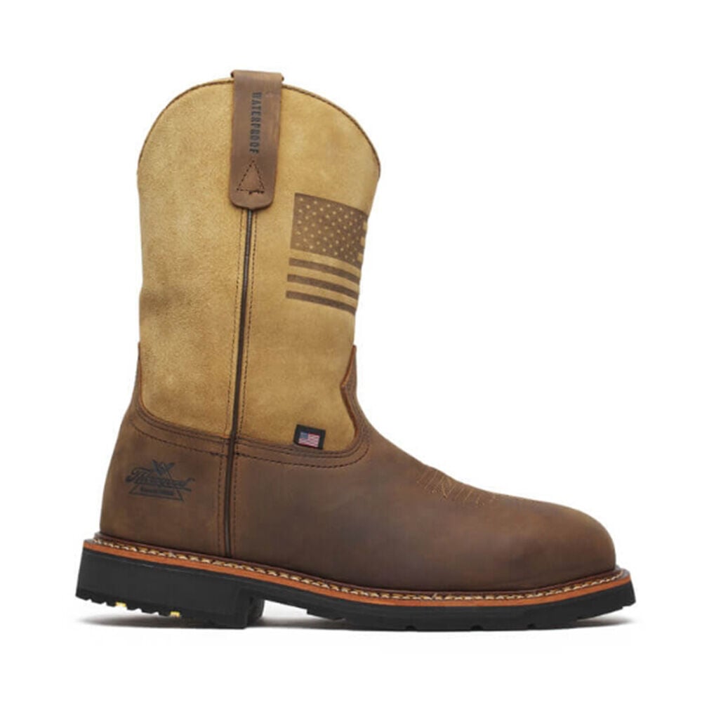 image of Men's 11 in. Waterproof Wellington Square Non-Safety Toe Boots- Tan Flag