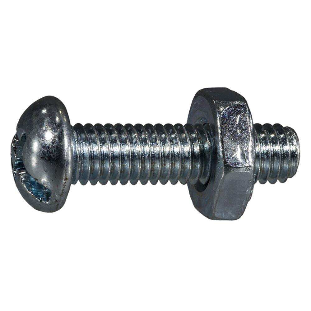 image of 10-32 X 3/4 Combo Round Machine With Nut