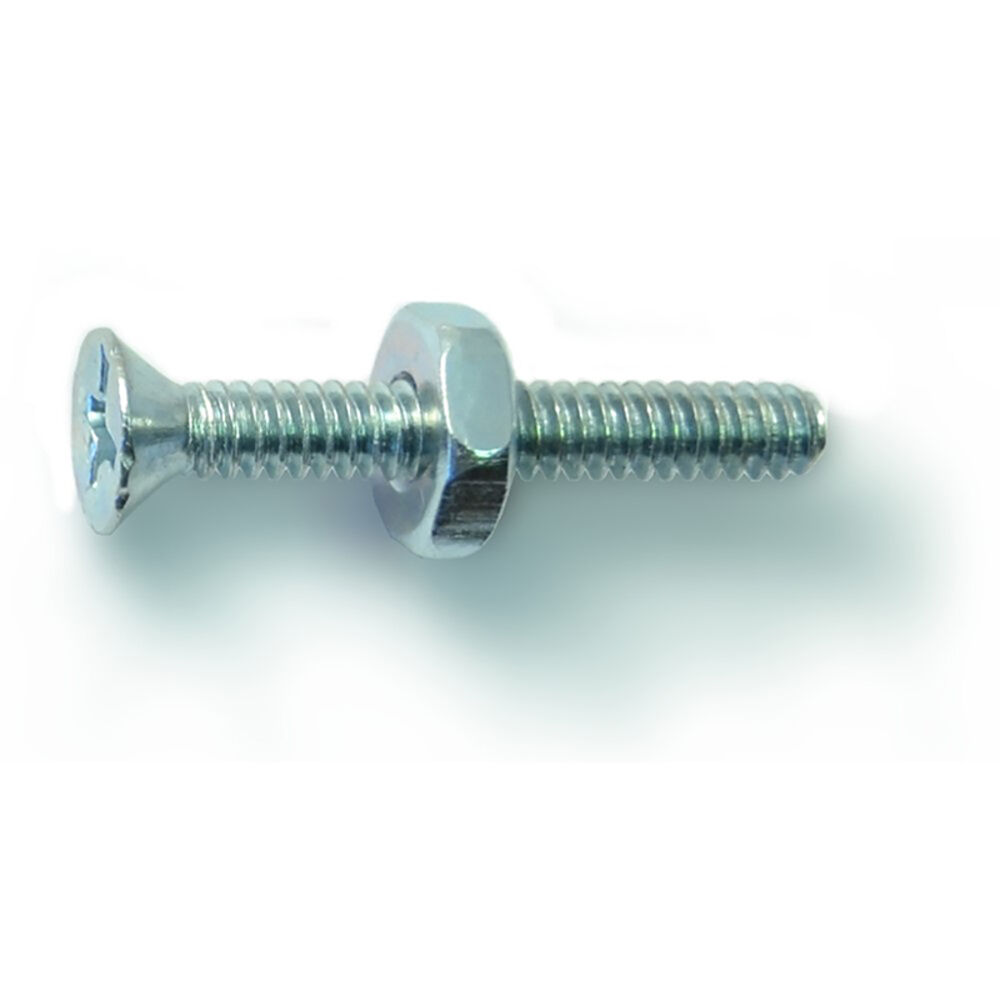 image of 6-32 X 1 Phillips Flat Machine With Nut