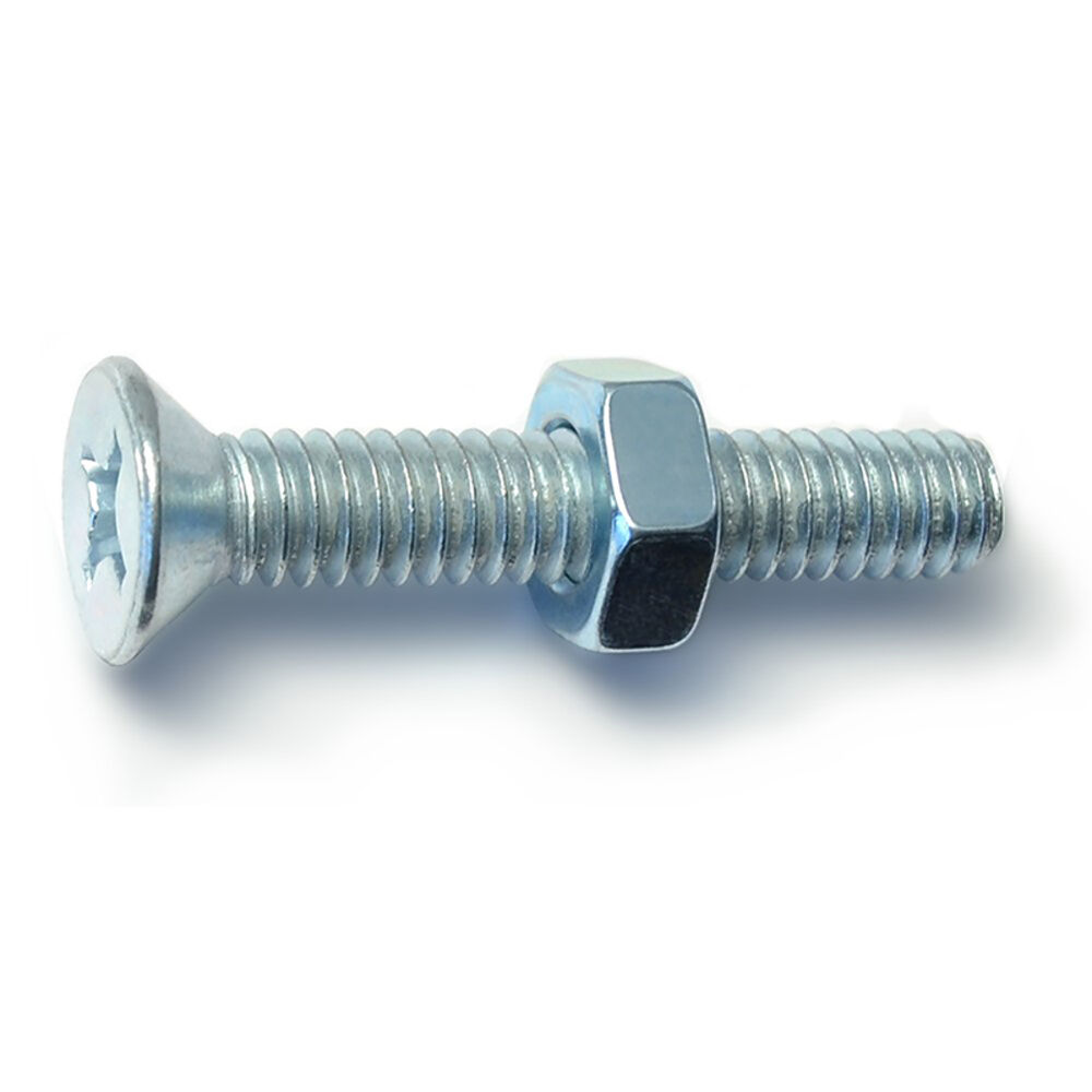 image of 1/4-20 X 1-1/2 Phillips Flat Machine With Nut