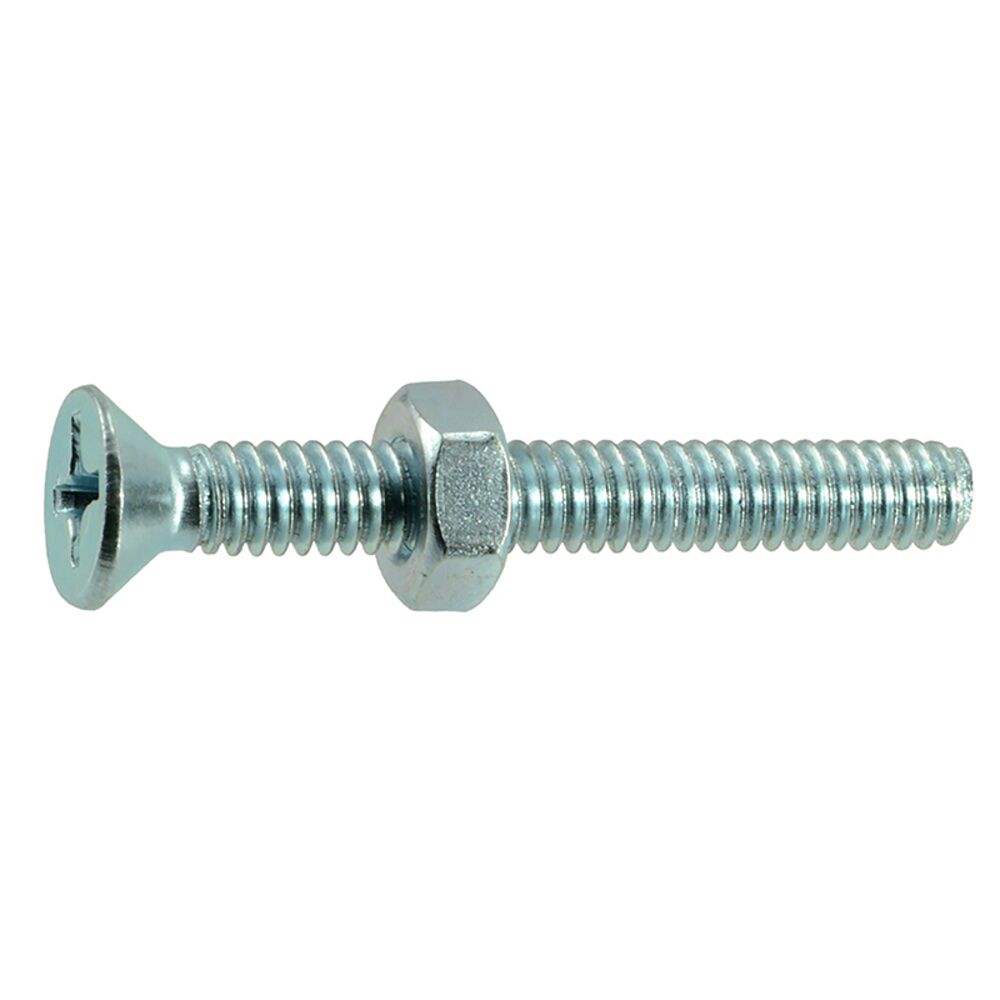 image of 1/4-20 X 2 Phillips Flat Machine With Nut