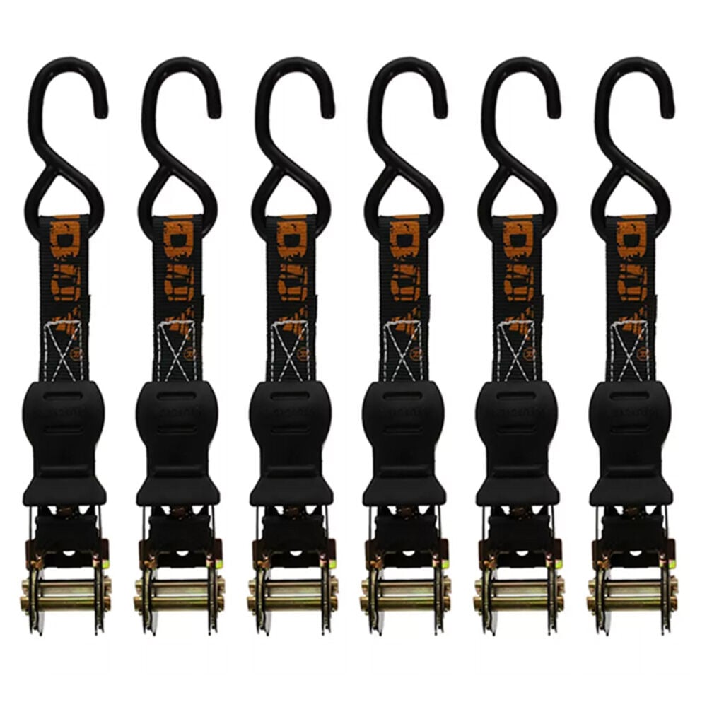 image of 1 in x 14 ft Ratchet Straps with Coated S-Hooks- 6 pk