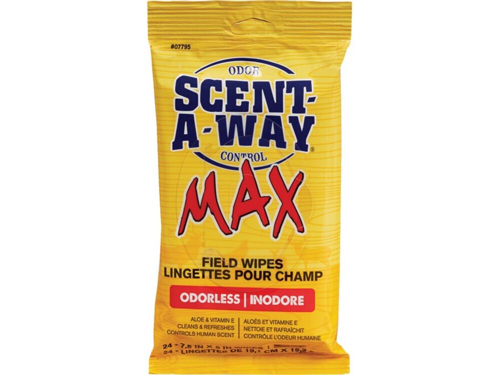 image of Scent-A-Way MAX Odorless Scent Elimination Field Wipes, 24 pack