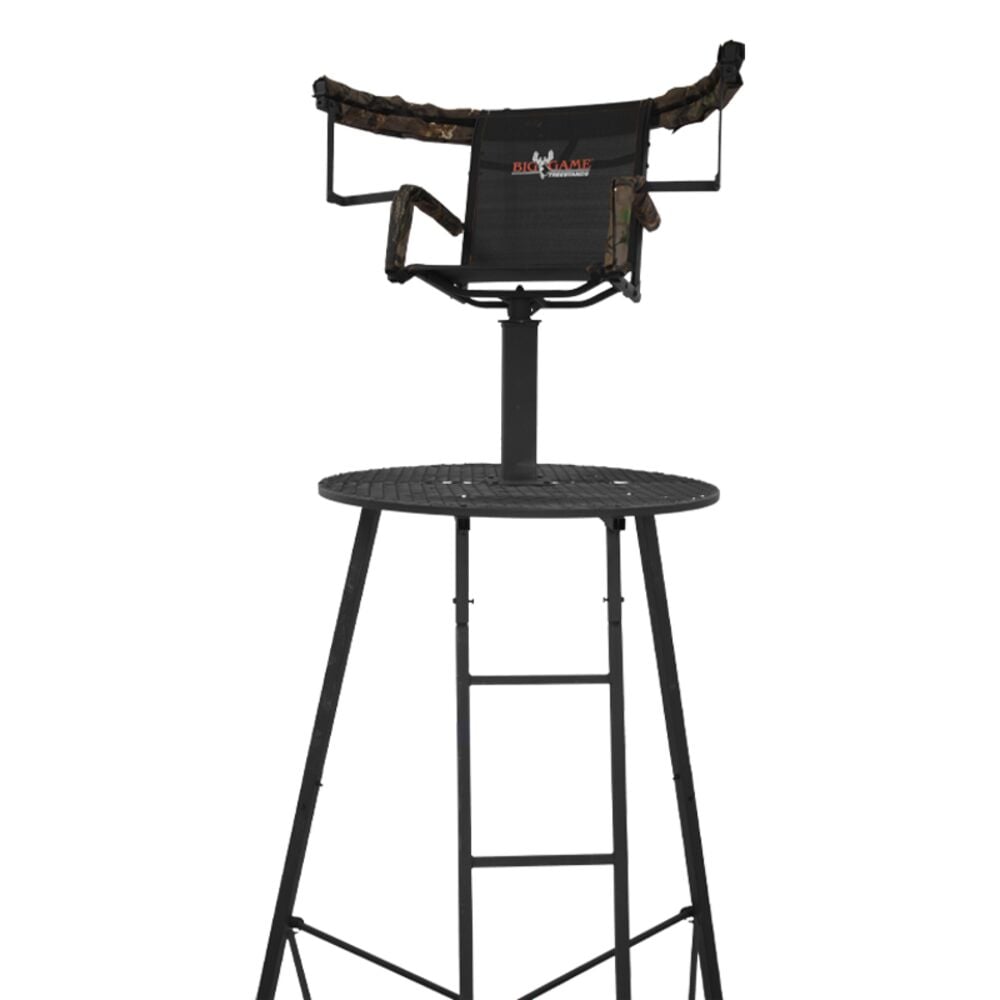 image of Hunting Climbing Ladder Stand with Rotating Seat and Shooting Rail- One Person, Tripod