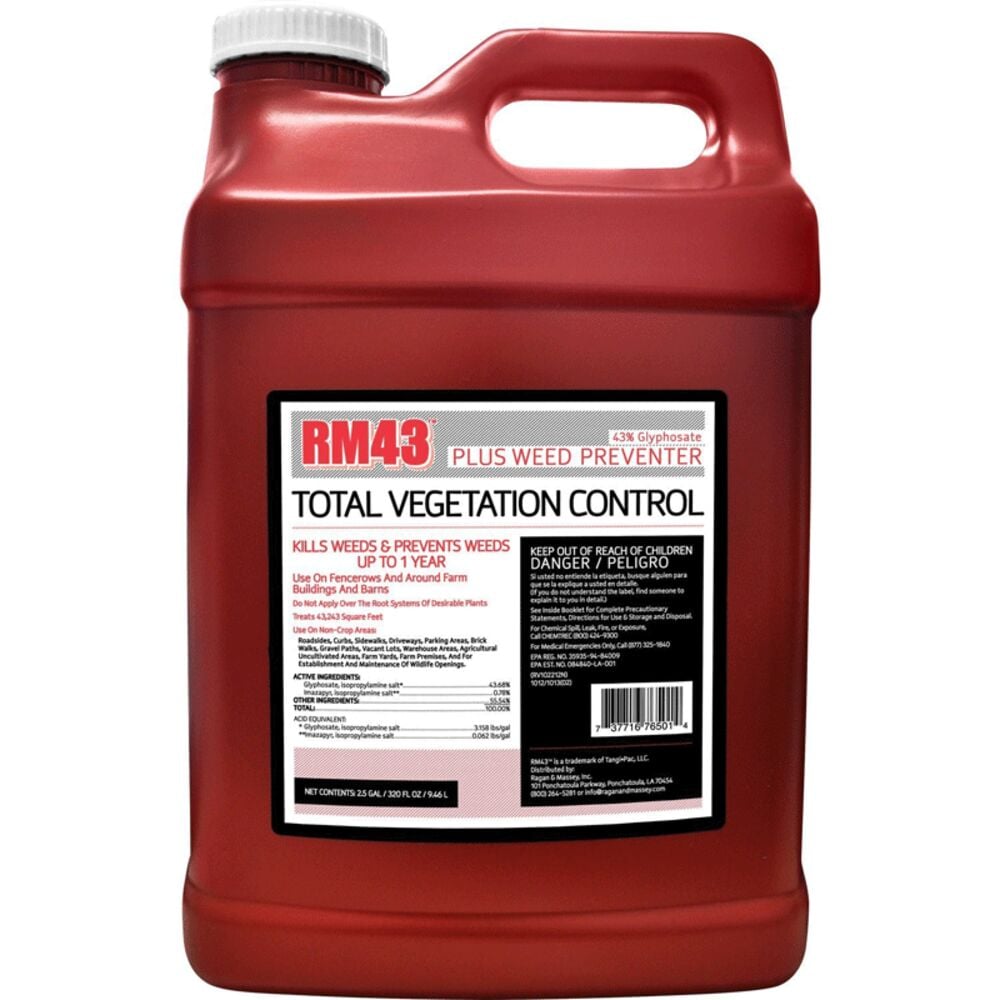 image of RM43 43% Glyphosate Plus Weed Preventer for Total Vegetation Control, 2.5 gal