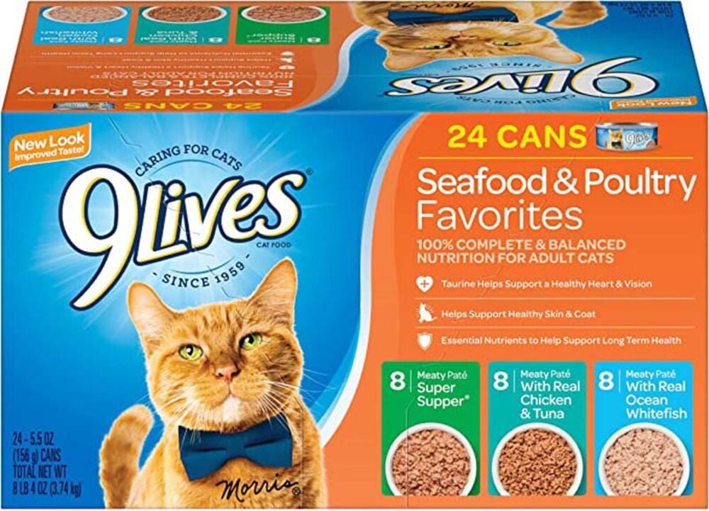 image of Wet Cat Food- Pate, Seafood & Poultry Variety Pack, 5.5 oz, 24 pk