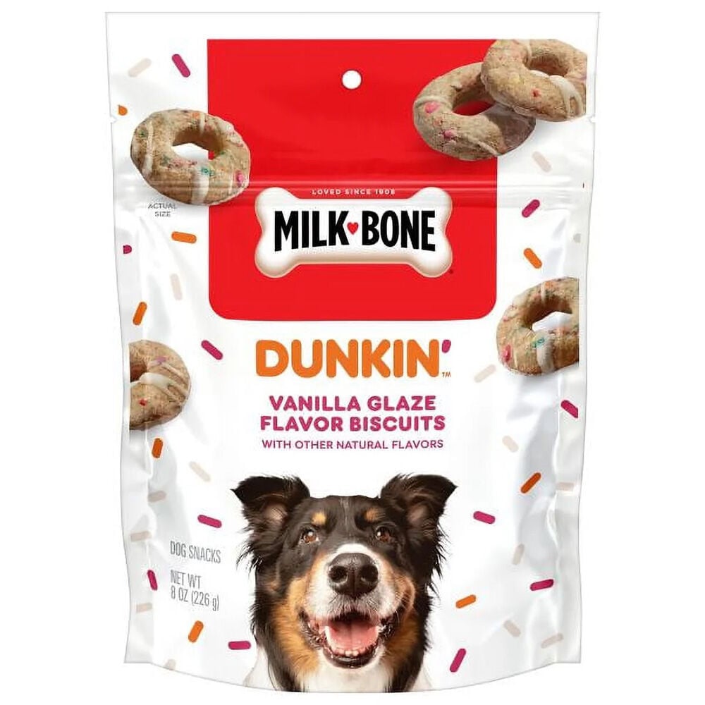 image of Dunkin' Vanilla Glaze Flavor Dog Biscuits, 8 oz