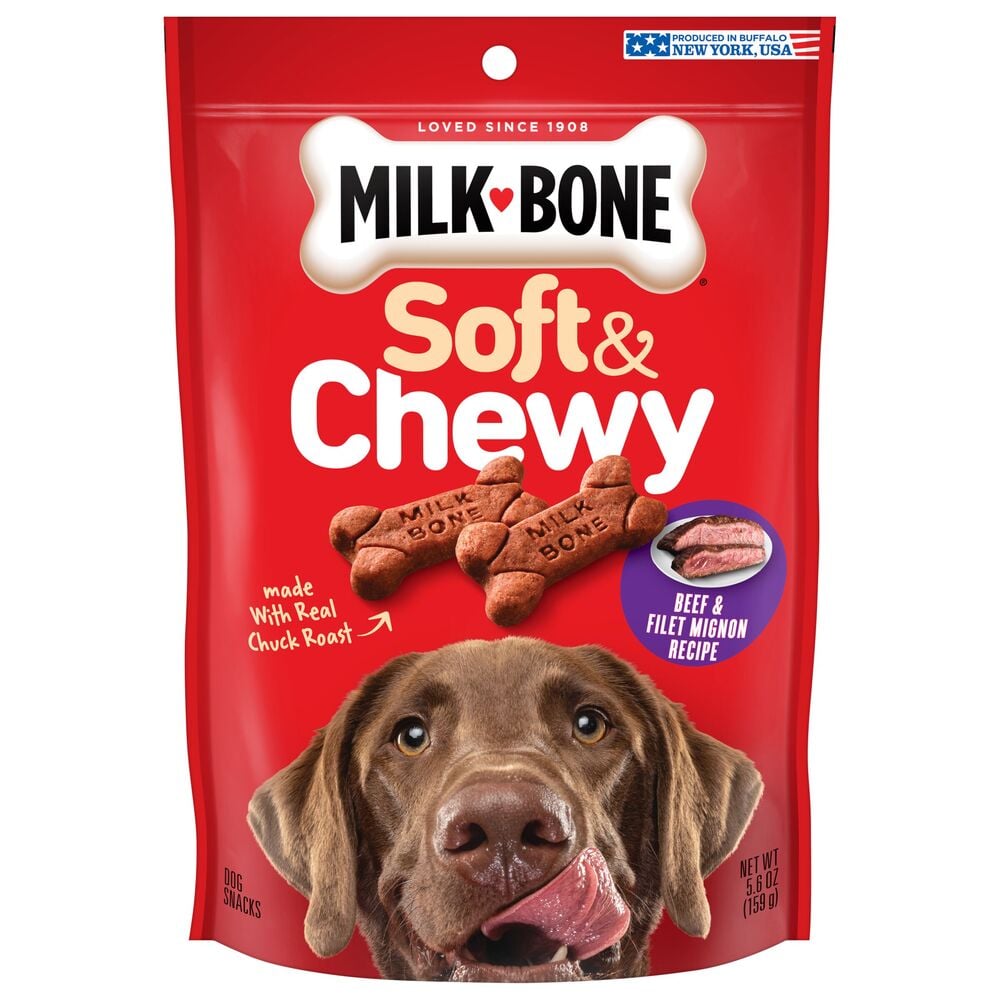 image of Soft & Chewy Beef & Filet Mignon Recipe Dog Biscuits, 5.6 OZ