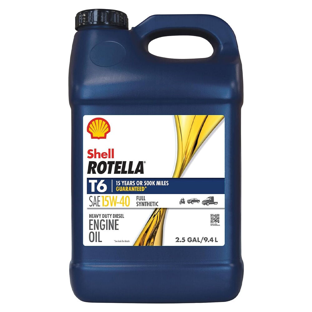 image of Shell T6 Full Synthetic 15W-40 Diesel Engine Oil- 2.5 gal