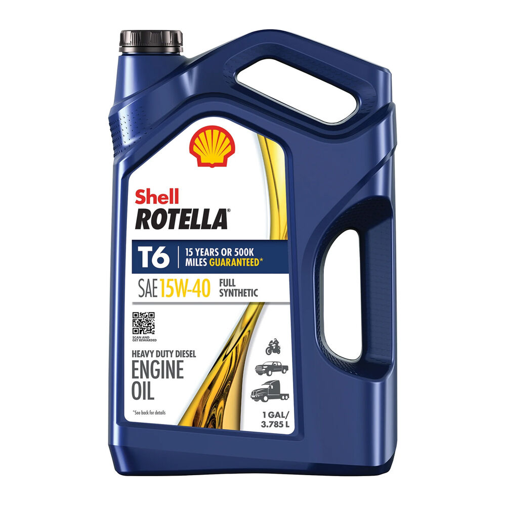 image of Shell Rotella T6 Full Synthetic Diesel Motor Oil SAE 15W-40, 1 Gallon