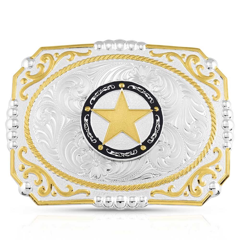 image of Two-tone Cowboy Cameo Buckle with Antique Star