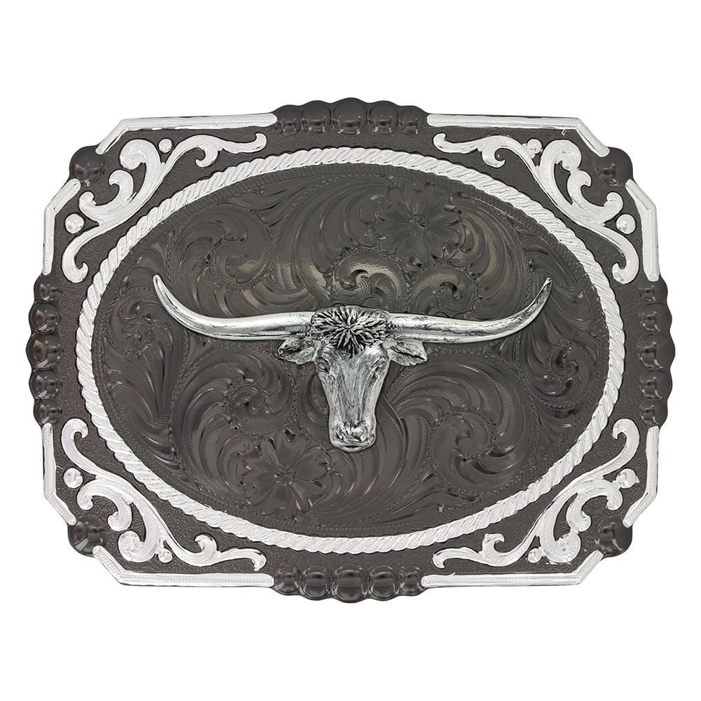 image of Gunmetal Cameo Filigree with Longhorn ST Shirt Buckle