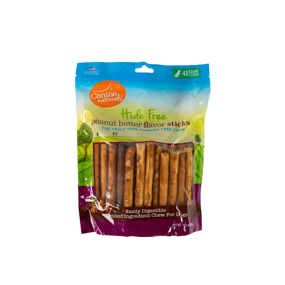 image of 40 Count 5 Non-Rawhide Dog Chew Sticks - Peanut Butter