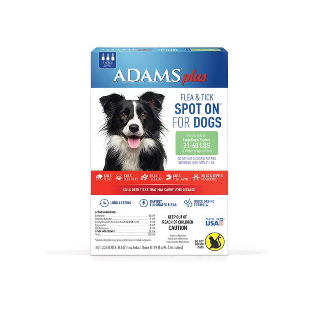 image of Flea and Tick Spot On for Dogs, Large Dogs 31-60 Pounds, 3 Month Supply, With Applicator