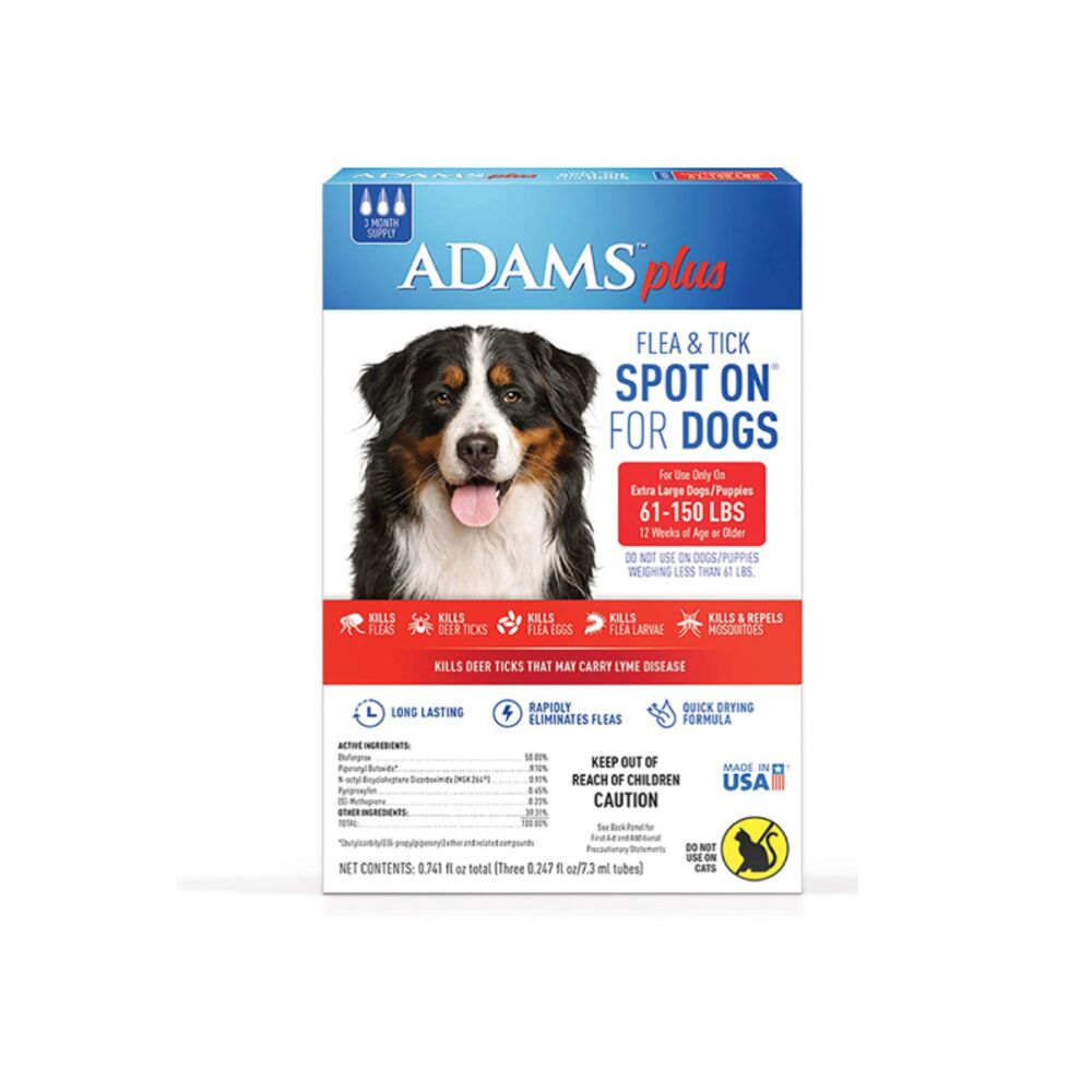 image of Flea and Tick Spot On for Dogs, X-Large Dogs 61 to 150 Pounds, 3 Month Supply, With Applicator