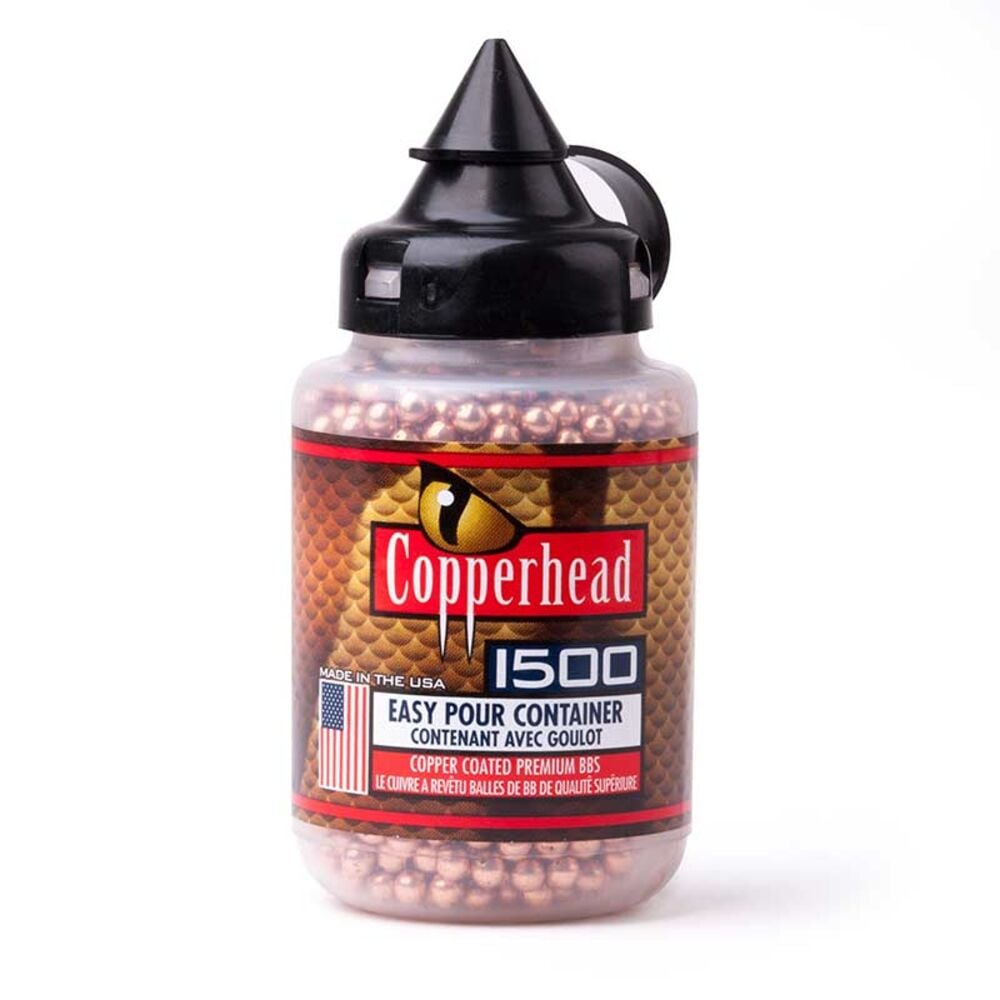 image of Copperhead Premium Copper-Coated Steel BBs, Resealable Easy-Pour Spout, 1500 count