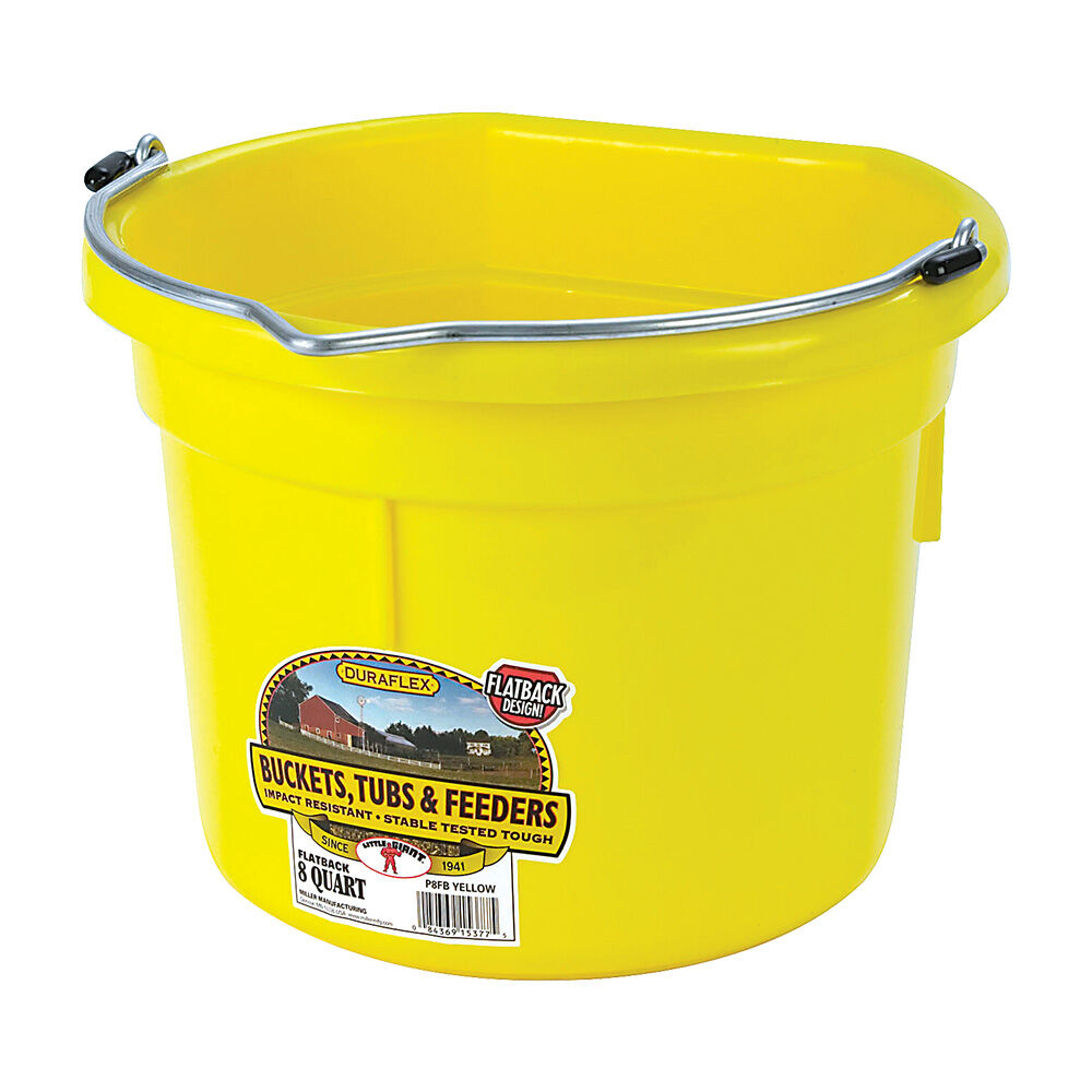 image of Little Giant Bucket, Flat Back, Poly, Yellow, 8 qt