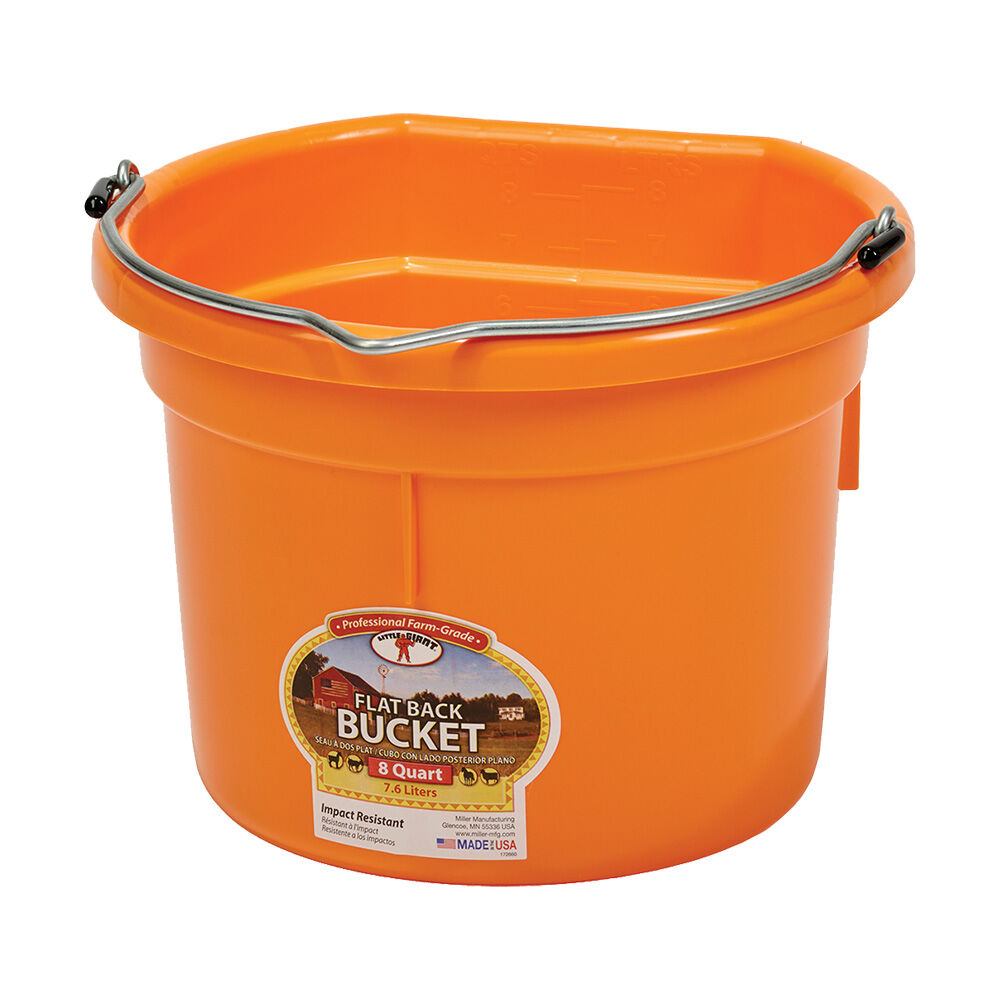 image of Little Giant Flat Back Bucket, Orange, 8 qt